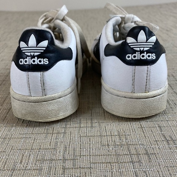 Adidas Vintage Youth Superstar Clamshell White Black Stripes Leather Sneaker Sz4 - Picture 5 of 11